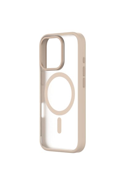 QDOS جراب هجين ناعم لهاتف iPhone 16 Promax - تيتانيوم صحراوي - ماج سيف، أزرار معدنية، حماية من السقوط حتى 3 أمتار.