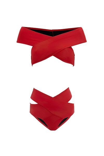 AQUAVİVA Aquaviva Women's Red Shay Cross Combination Bikini Set
