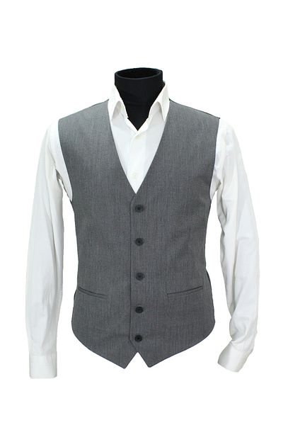 MENTOR REGALO Men's Vest V-Neck Gray Dobby 160633