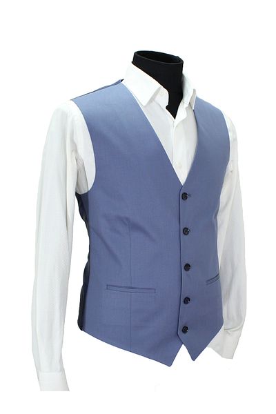 MENTOR REGALO Men's Vest and Collar Blue Viscose Fabric
