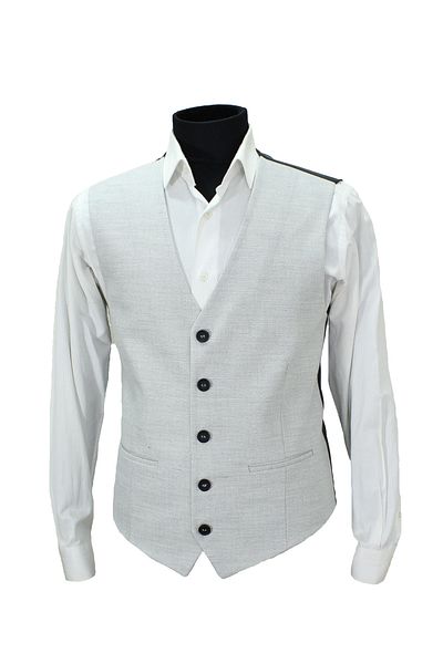 MENTOR REGALO Men's Vest V-Collar Light Gray Wool Fabric 160588