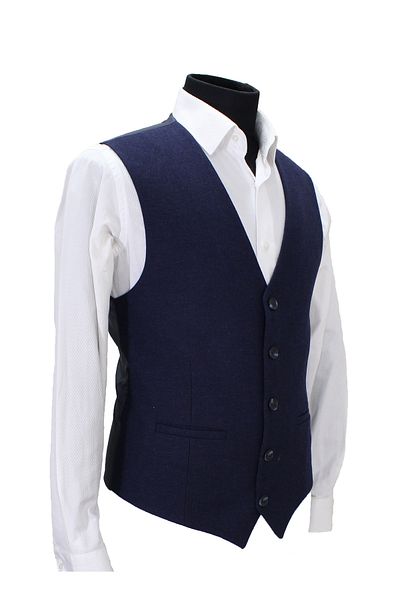 MENTOR REGALO Men's Vest V-Collar Navy Blue Wool Fabric 160358