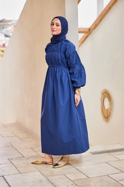 LOCCO Γυναικείο φόρεμα με λεπτομέρειες Navy Blue