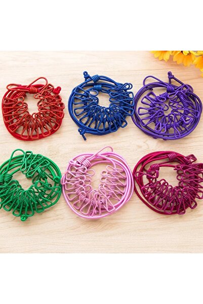 RKY SERENITY Pratik Evde Seyahatte Kampta Kullanılabilen 12 Mandallı Çamaşır Kurutmalık İpi