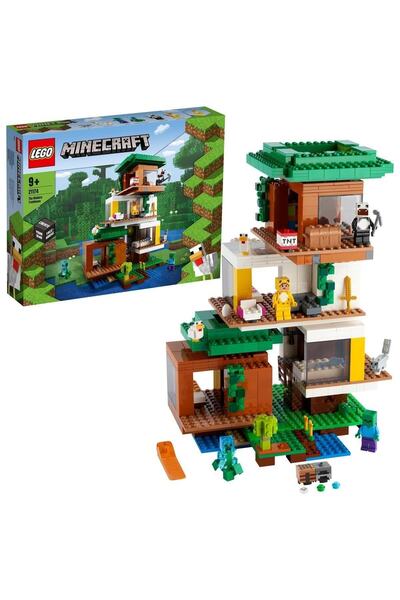 LEGO Minecraft Modern Ağaç Ev 21174 - Minecraft Dev Ağaç Ev Oyuncak Yapım Seti (909 Parça)