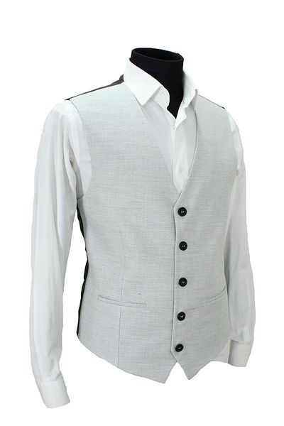 MENTOR REGALO Men's Vest V-Collar Light Gray Wool Fabric 160588