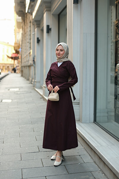 LOCCO Women's Poplin Dress Plum Self-Reliance Returnable