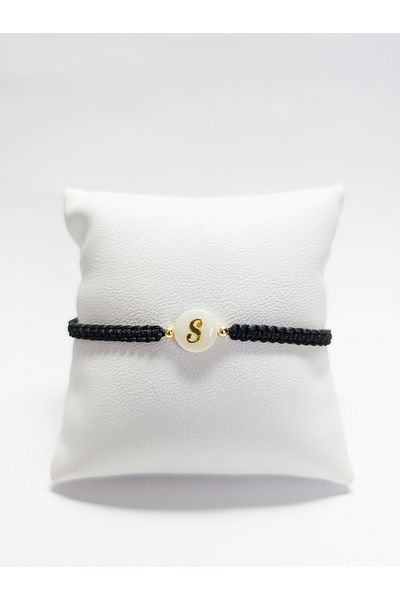 Judas Takı Gold Stringed Pearlescent Letter Bracelet