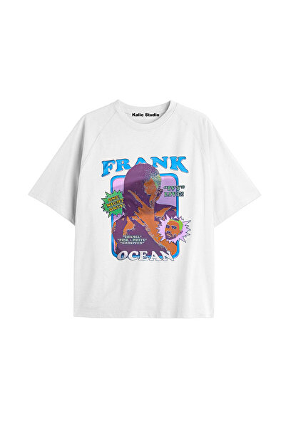 Kalic Studio Tricou unisex bărbați femei blond Frank Ocean alb