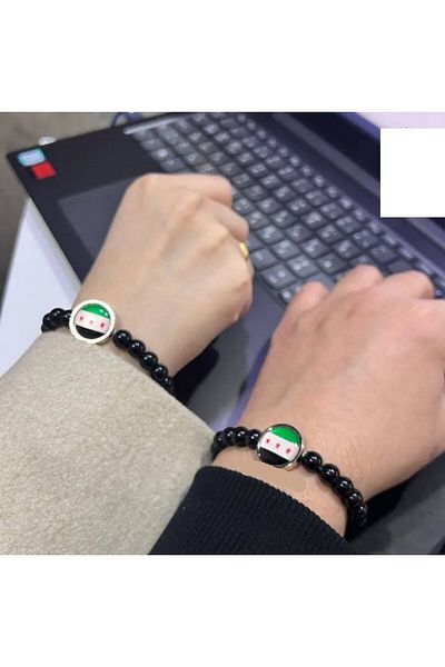 Herşey Nota Beaded Syrian Flag Detail Iconic Women's Men's Bracelet 1 Piece