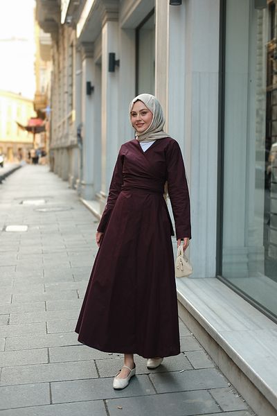LOCCO Women's Poplin Dress Plum Self-Reliance Returnable