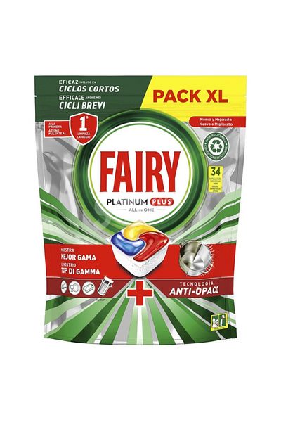 Fairy DISHWASHING DETERGENT CAPSULE 34 PIECES PLATINUM PLUS ALL IN ONE