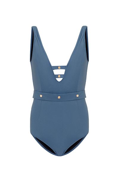 AQUAVİVA Aquaviva Women's Indigo Laura V Neck Eyelet Swimsuit