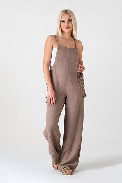 Fashion Showcase Salopet din muselină 100% bumbac pentru vară - Vizon