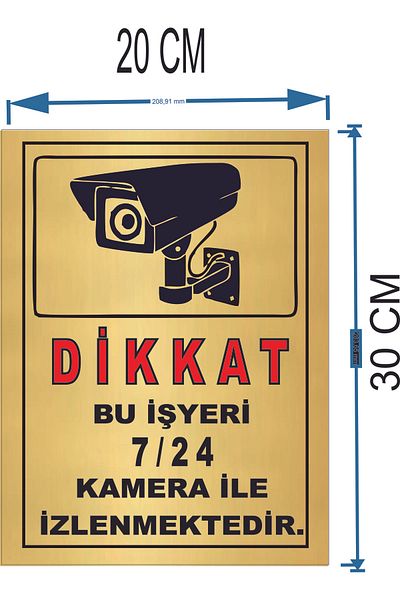 sıradışıhediyem مكان العمل BU مراقبة 24/7 مع لوحة معدنية للكاميرا 20 × 30 سم