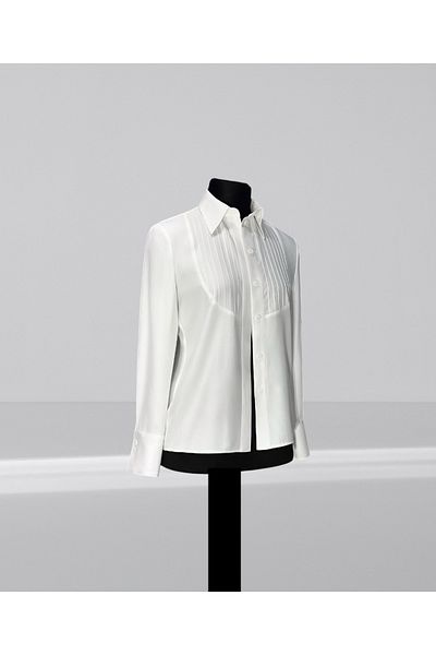 Butik White Imported Cotton Satin Pleated Premium Women's Shirt