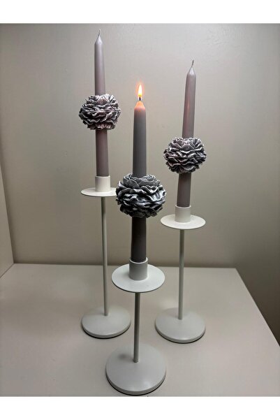 Usta Mum 1 Adet Şakayıklı Şamdan Mum - Konsept Tasarım Ortası Çiçekli Şamdan ...