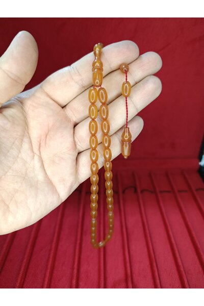 Anemore Collection مسبحة صلاة عنبرية SIKM'A باللون الأصفر مقاس 10,5 مم × 6,5 ...