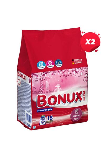 Bonux X2 - DETERGENT AUTOMAT BONUX 1.17KG TRANDAFIRI 18 SPĂLĂRI