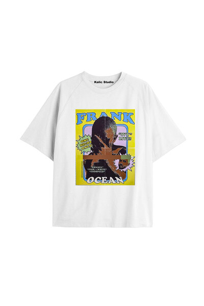 Kalic Studio Tricou unisex bărbați femei blond Frank Ocean alb
