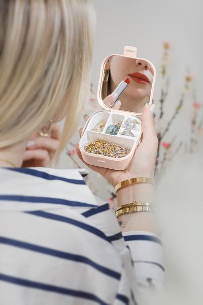 Peraye Orange Mini Makeup Bag - with Mirror Inside, House by House