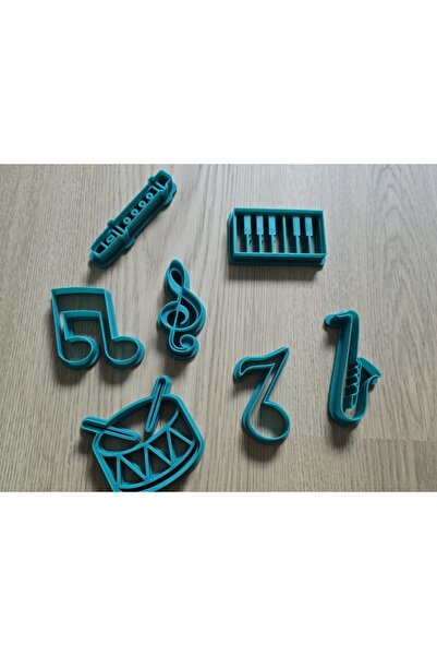 Genel Markalar Müzik Teması Kurabiye Kesiciler Notalar Davul Flüt Piyano - Kil Kalıbı - Kurabiye Kalıbı (7 parça)