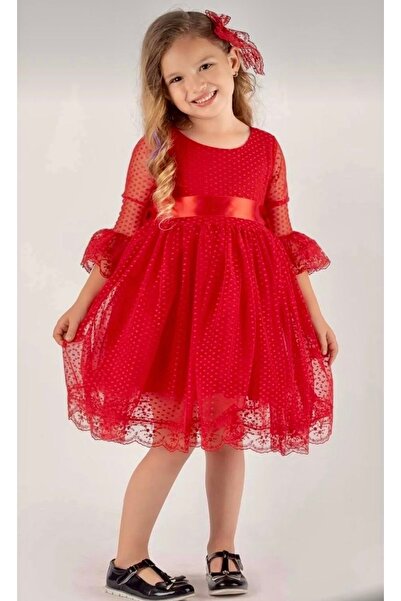 ÇAĞLA KURT Kirmizi tul elbise toka hediyeli 23 nisan