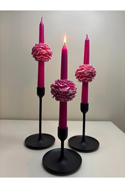 Usta Mum 1 Adet Şakayıklı Şamdan Mum - Konsept Tasarım Ortası Çiçekli Şamdan ...