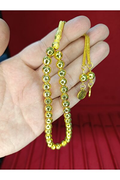 Anemore Collection مسبحة بلاستيكية ذهبية اللون قطع كروية 8 مم T-808