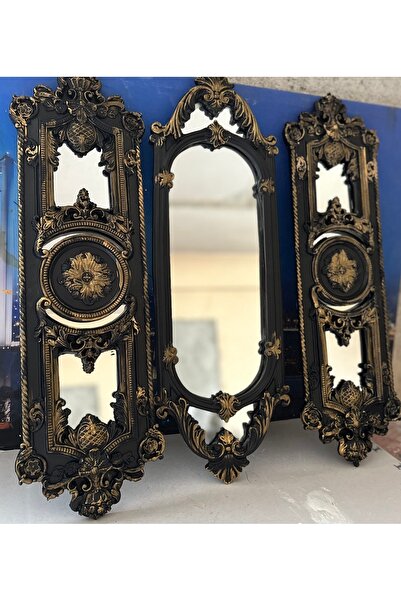 busraconcept Modern şık tasarım uzun ayna 3lü set siyah el yapımı ayna 70cm