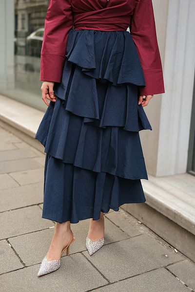 LOCCO Γυναικεία Φούστα Valon Layer Navy Blue
