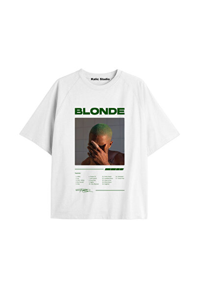 Kalic Studio Tricou unisex bărbați femei blond Frank Ocean alb
