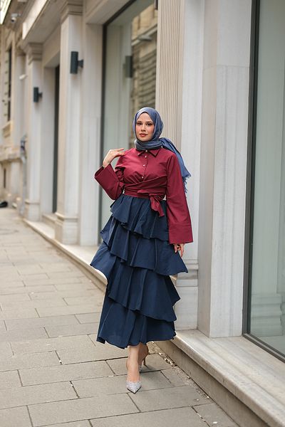 LOCCO Γυναικεία Φούστα Valon Layer Navy Blue