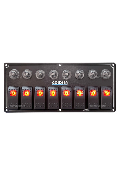 Somay Store Tekne Switch Panel 8 Anahtar Otomatik Sigortalı 12/24v Tekne Kont...