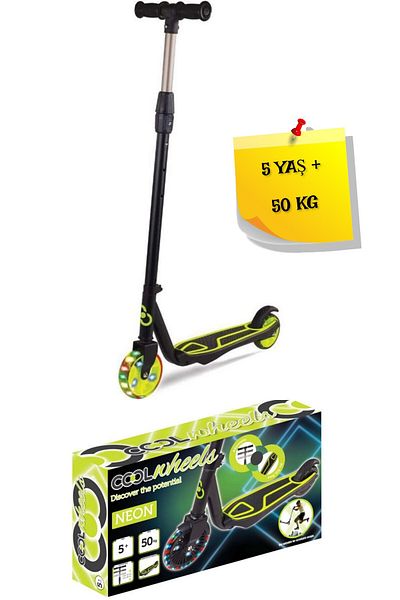 TOYFEST 2 Wheel Lighted Scooter Neon Green - 5 Years +