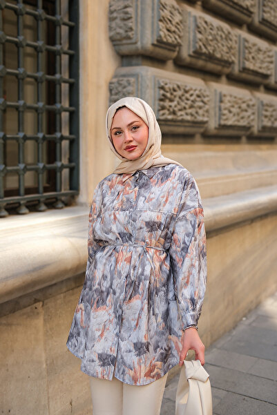 LOCCO Cămașă oversize Nara Stonewashed pentru femei gri