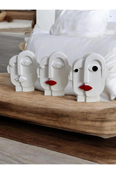 ÇİMEN HOME Αφηρημένη διακόσμηση προσώπου και βάζο 20x20 cm