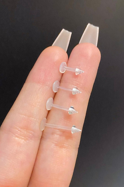 Blisse Piercing Unisex Şeffaf Labret, Tragus, Helix, Kıkırdak Bioplast Piercing