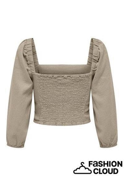 ONLY Regular Fit Square Collar Elastic Cuffs Puffy Sleeves Top