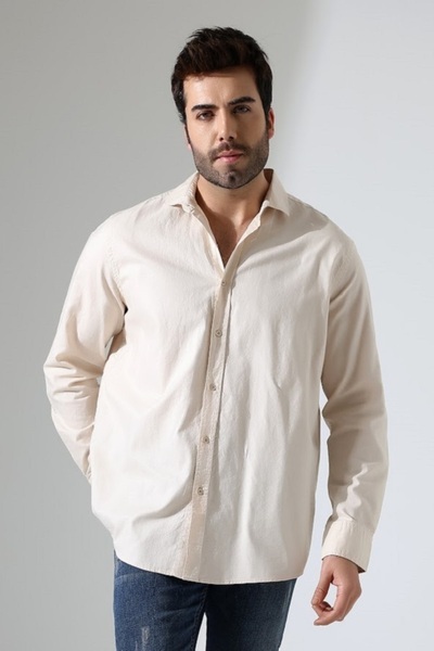 zuh giyim Πουκάμισο Ανδρικό Βαμβακερό Ύφασμα Samare Ανδρικό πουκάμισο χωρίς τσέπη