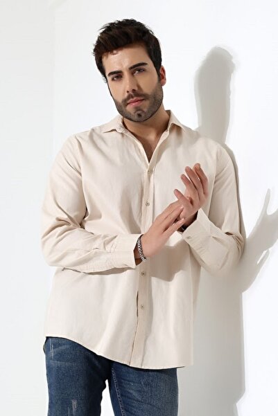 zuh giyim Πουκάμισο Ανδρικό Βαμβακερό Ύφασμα Samare Ανδρικό πουκάμισο χωρίς τσέπη