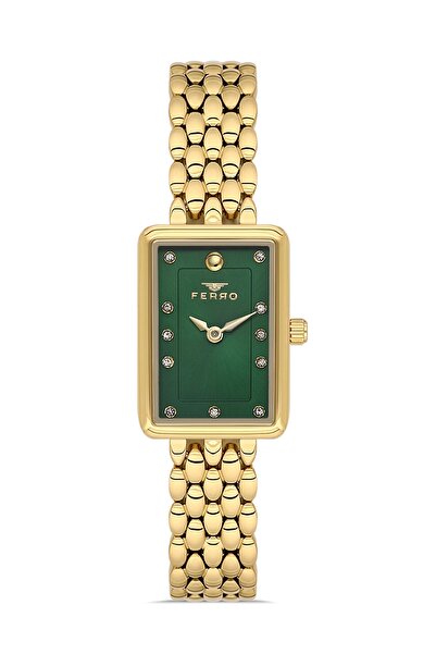FERRO Sarı Çelik Kordon Kadın Kol Saati FL21511A-B6 3ATM Su Geçirmez 2 Yıl Garantili HediyePaketli