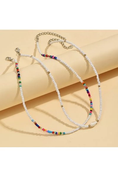 MYSTERY TAKI AKSESUAR Double Sea Shell Beads Necklace