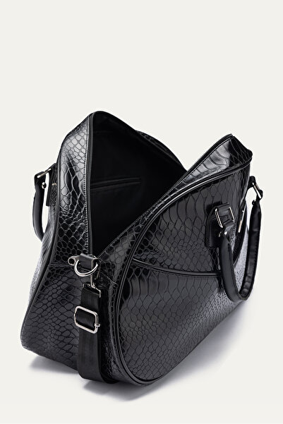 By Hakan GK68 Yılan Desenli Seyahat El ve Omuz Valizi Spor Hastane Çantası SİYAH