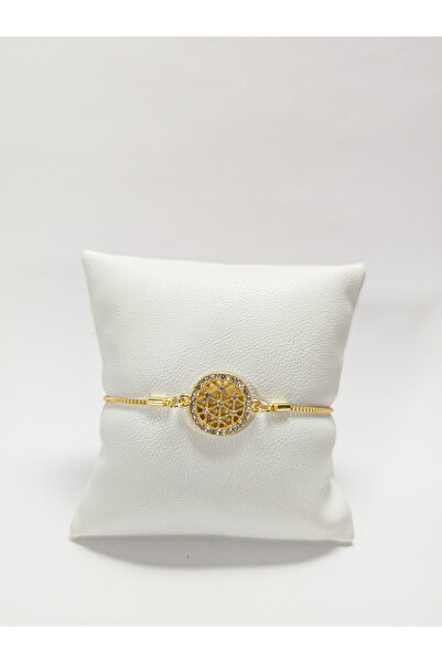 Judas Takı Zirkon Taşlı Gold Asansörlü Yaşam Çiçeği Bileklik