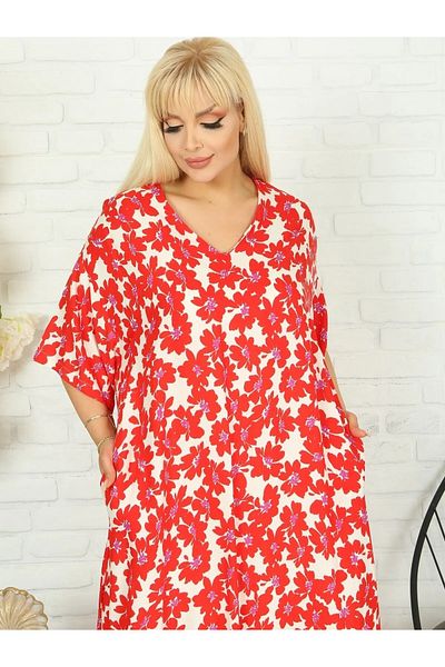 MODA Pocketed V-Necklace Shallows Woven Large Size Dress