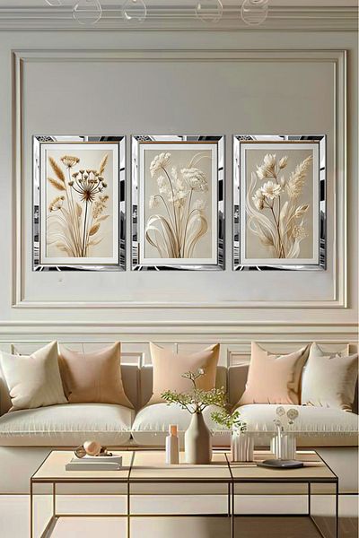 avm19 Cotton Yellow Painting 3 Piece Plexiglass Frame