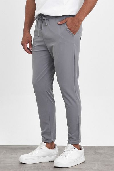 MADZEYMODA Ανδρικό διπλό γκρι παντελόνι Premium LS-23067