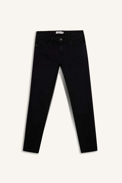 DeFacto S2285 Μαύρο Carlo Skinny Fit Εξαιρετικά στενή εφαρμογή Κανονική μέση Εξαιρετικά στενό παντελόνι Jean