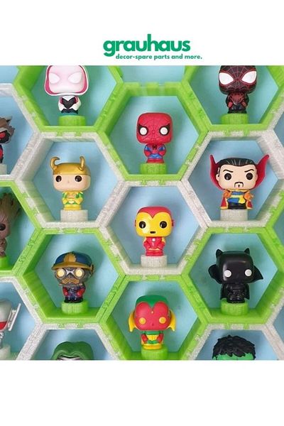 GRAUHAUS 2 Pop! Funkos Shelf Hexagon Shelf Set Green and White Figure Shelf